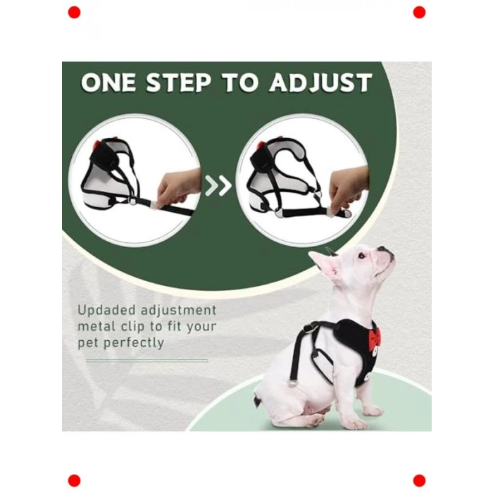 Ayarlanabilir Fiyonklu Köpek Yelek Koşum ve Tasma Seti