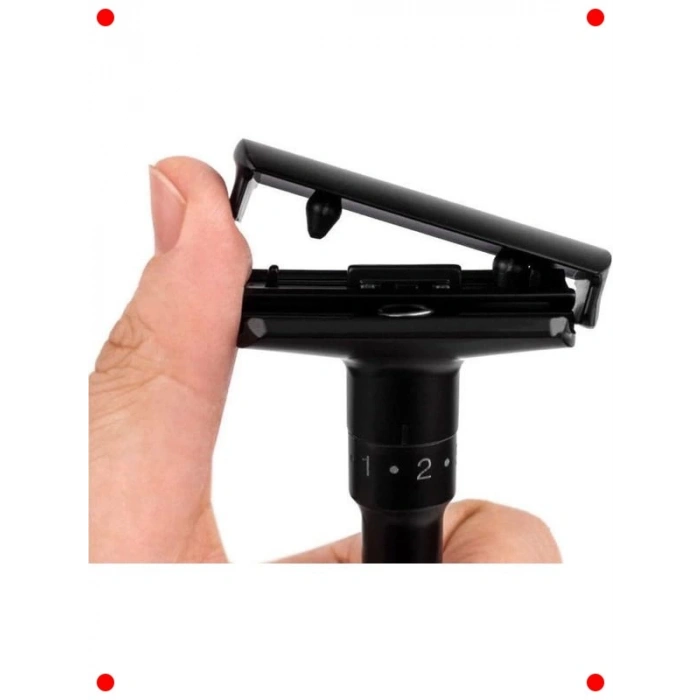 Ayarlanabilir Geleneksel Metal Tıraş Makinesi 6 Kademe Siyah