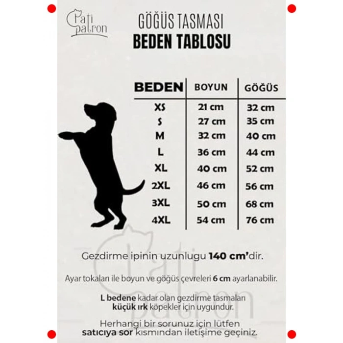 Ayarlanabilir Kaçış Önleyici Köpek Göğüs Tasması + İp (M)