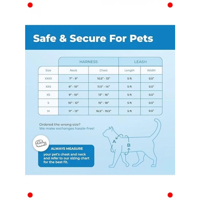 Ayarlanabilir Kedi Tasması & Gezdirme Seti - Turkuaz