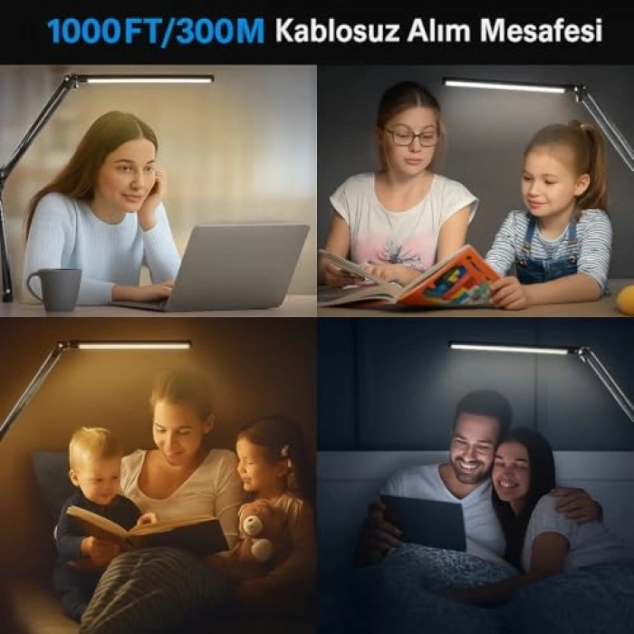 Ayarlanabilir LED Masa Lambası, 3 Işık Modu, Klipsli Tasarım