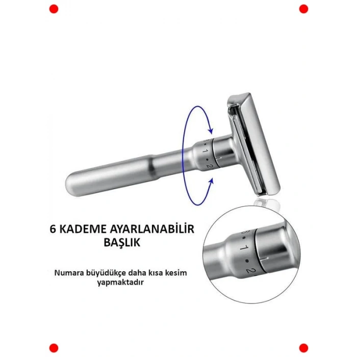 Ayarlanabilir Manuel Tıraş Makinesi - Gümüş