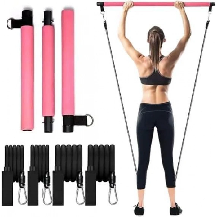 Ayarlanabilir Pilates Bar, 4 Lastik ile Egzersiz İmkanı
