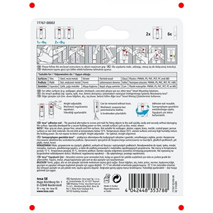 Ayarlanabilir ve Çıkarılabilir Yapışkan Kanca, Beyaz
