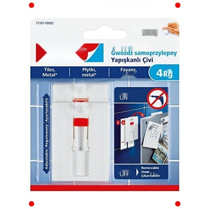 Ayarlanabilir Yapışkanlı Askı Tırnak - Fay, Metal Yüzeyler