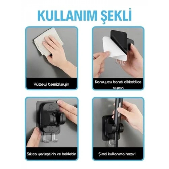 Ayarlanabilir Yapışkanlı Duş Başlığı Tutucu - Suya Dayanıklı