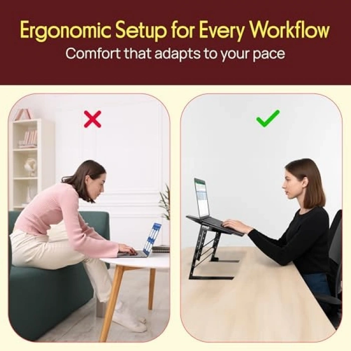 Ayarlanabilir yükseklikte dizüstü bilgisayar standı, kaymaz yapı, ergonomik tasarım