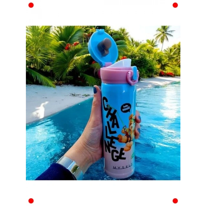 Ayıcık Tasarımlı 500 ml Paslanmaz Çelik Çocuk Termosu