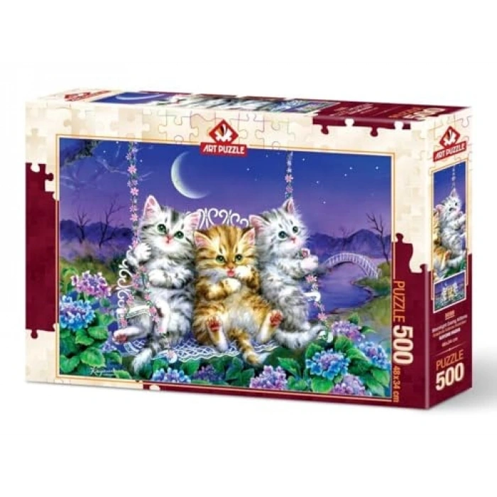 Ayışığında Sallanan Kedicikler 500 Parça Puzzle
