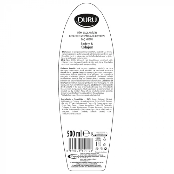 Badem ve Kolajen İçeren Saç Kremi - 500 ml