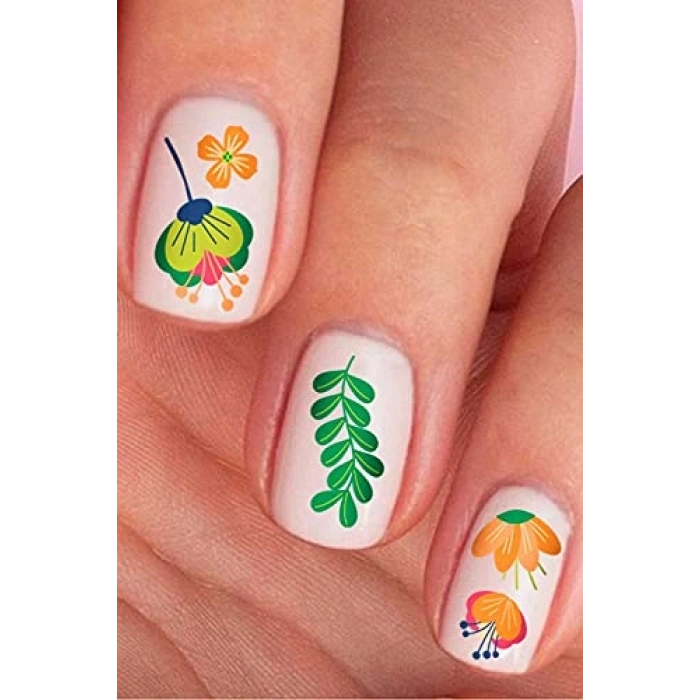 Bahar Çiçekleri Temalı Tırnak Dövmesi Seti - Nail Art