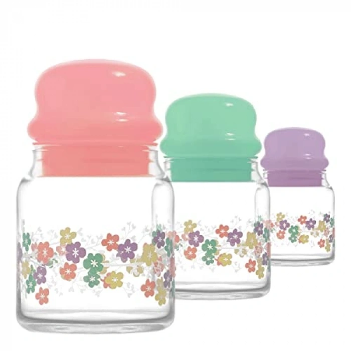 Bahar Pastel Renkli 3lü Kavanoz Seti