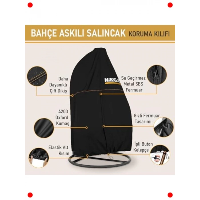 Bahçe Salıncağı Koruma Örtüsü, Su Geçirmez (190x115cm)