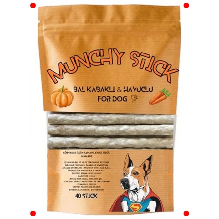 Balkabaklı Havuçlu Köpek Ödül Çiğneme Çubuğu (40 Adet)