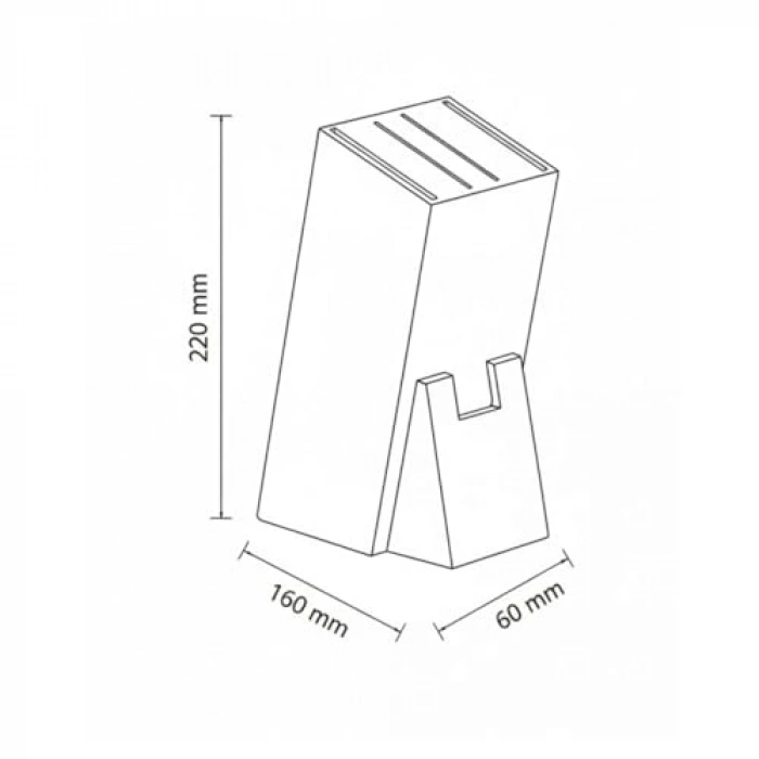 Bambu Ahşap Bıçak Standı, 220 mm Eğik Tasarım