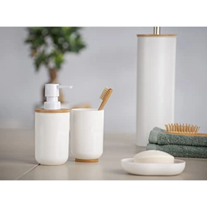 Bambu Desenli Doldurulabilir Pompalı Sabunluk, 330 ml Kapasite