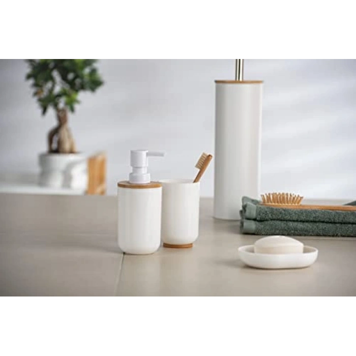 Bambu Desenli Doldurulabilir Pompalı Sabunluk, 330 ml Kapasite