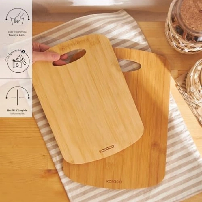 Bambu Kesme Tahtası, 2li Set ile Pratik Mutfak Kullanımı