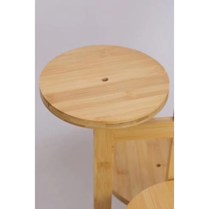 Bambu Yuvarlak Formda 5 Raflı Saksılık, Şık ve Kullanışlı