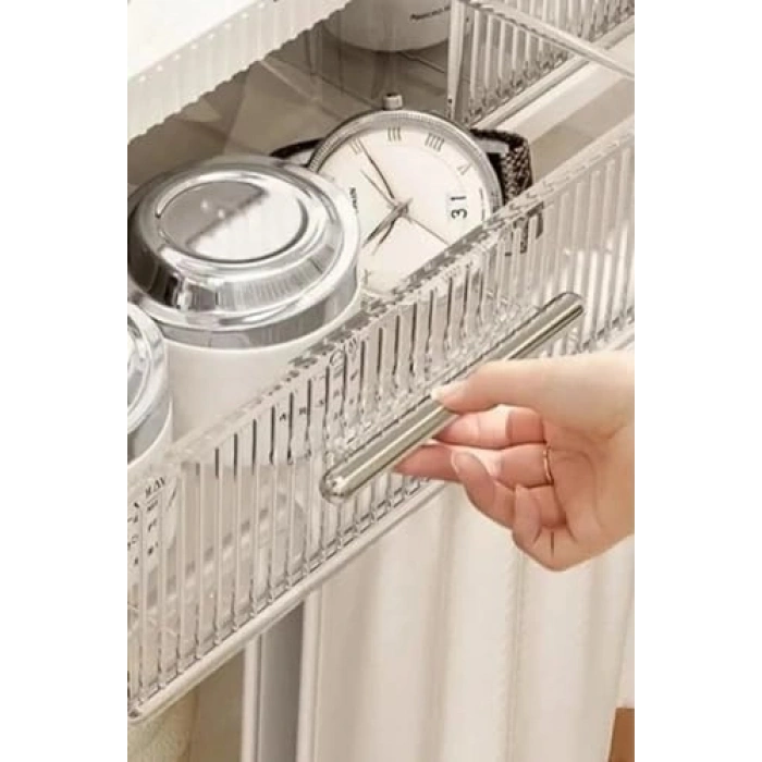 Banyo ve Mutfak İçin 3 Katlı Yapışkanlı Duvar Rafı, 2 Çekmeceli