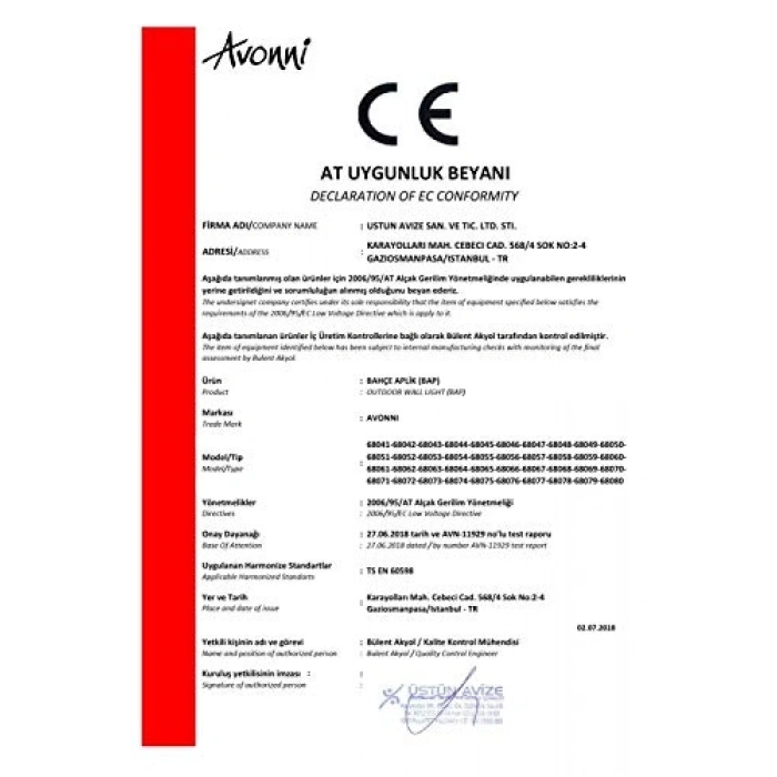 BAP-68050-BSY-OP Bahce Aydinlatmasi