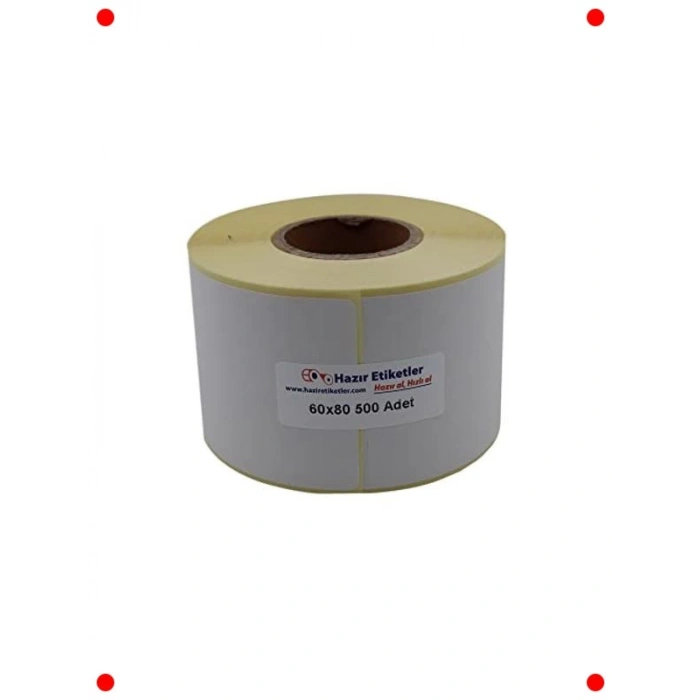Baskısız Kuşe Etiket Rulosu (60x80mm) - 500 Adet