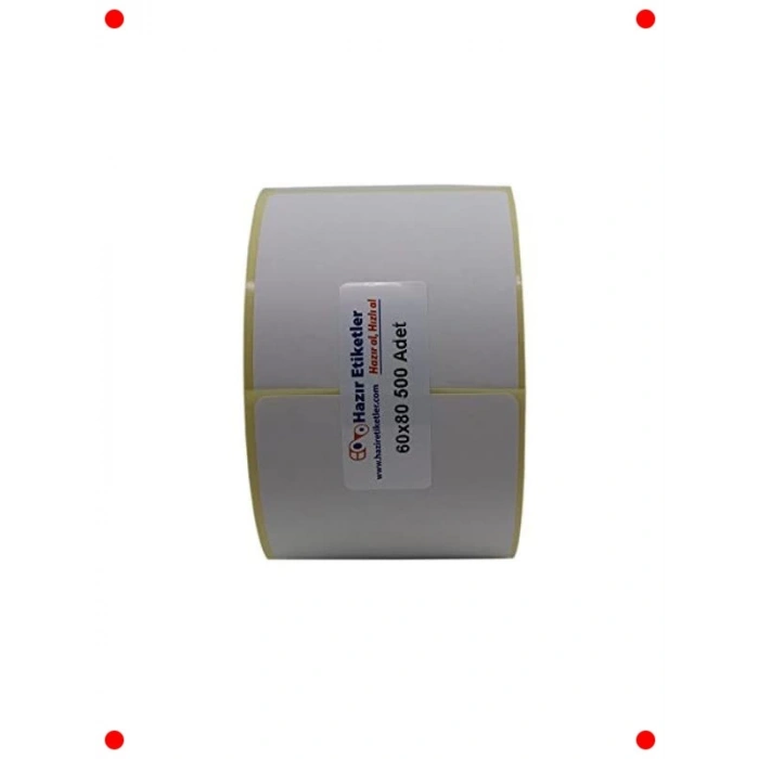 Baskısız Kuşe Etiket Rulosu (60x80mm) - 500 Adet