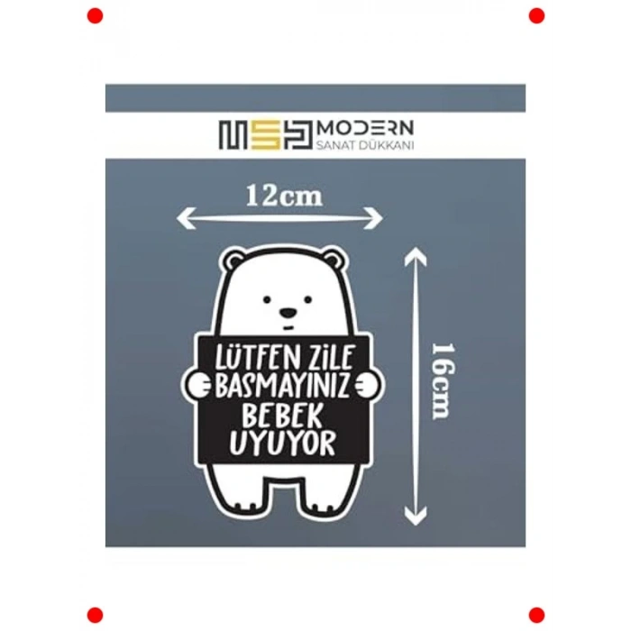 Bebek Uyuyor - Lütfen Zile Basmayın Ayıcık Sticker