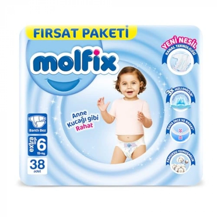 Bebekler İçin Extra Large 6 Beden Bezi, 38 Adet Paket