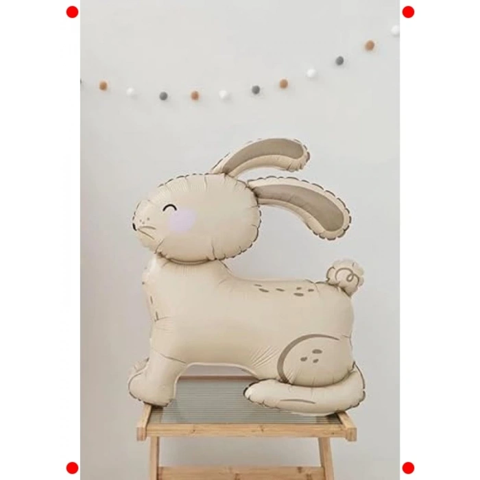 Bej Büyük Boy 3D Tavşan Folyo Balon