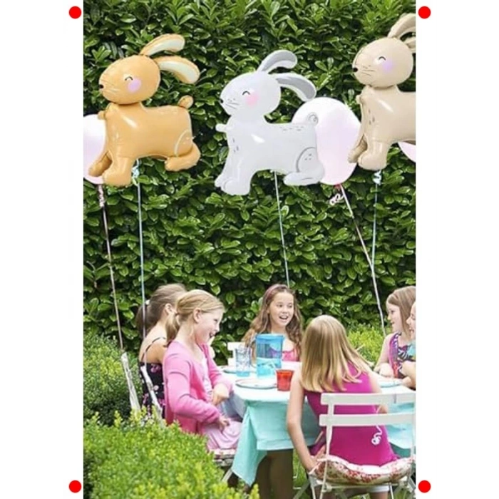 Bej Büyük Boy 3D Tavşan Folyo Balon