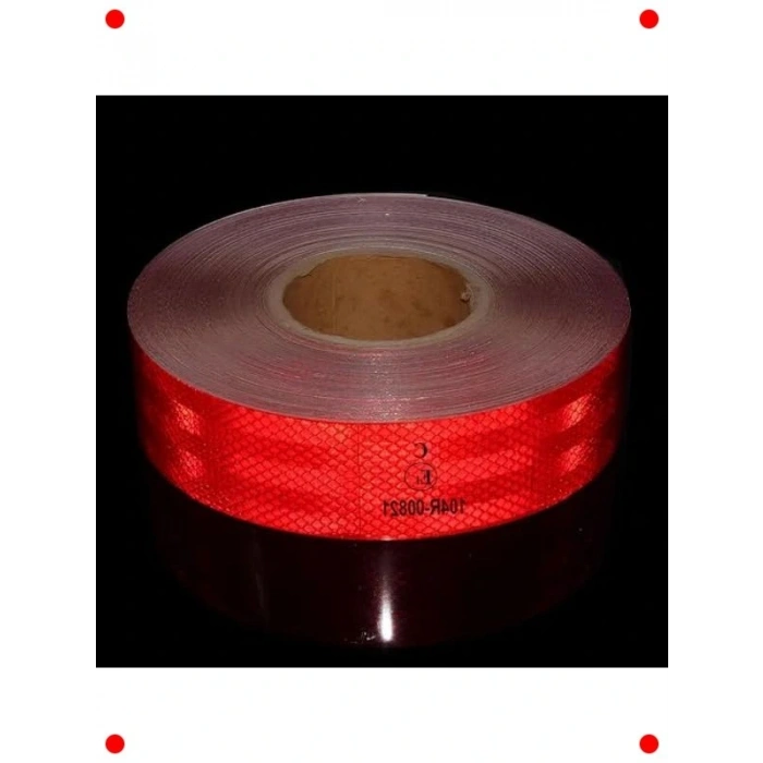 Belgeli Kırmızı Reflektif İkaz Şerit Bant 1 Metre