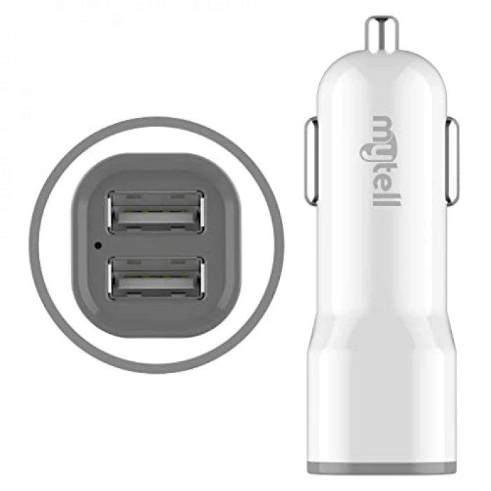 Beyaz 2100 mAh Kapasiteli 2 USBli Araç Şarj Aletleri