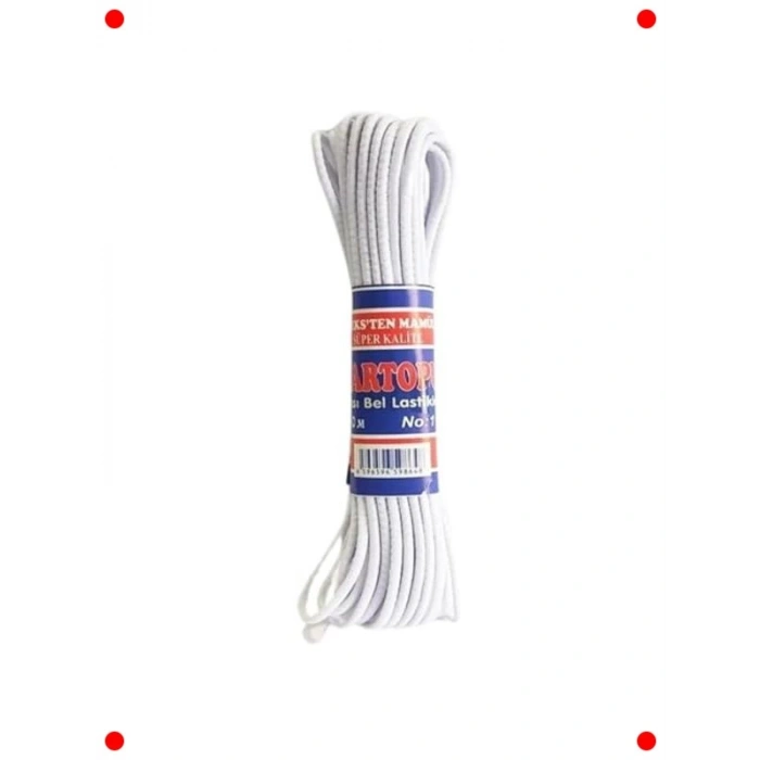 Beyaz Esnek Bel Lastiği - 10 Metre, 0.5 cm Kalınlık