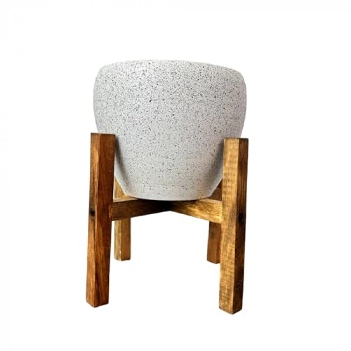 Beyaz Granit 4 Ayaklı Saksı, 15 CM Salon Çiçeklik