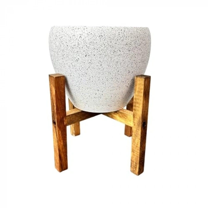 Beyaz Granit 4 Ayaklı Saksı, 15 CM Salon Çiçeklik