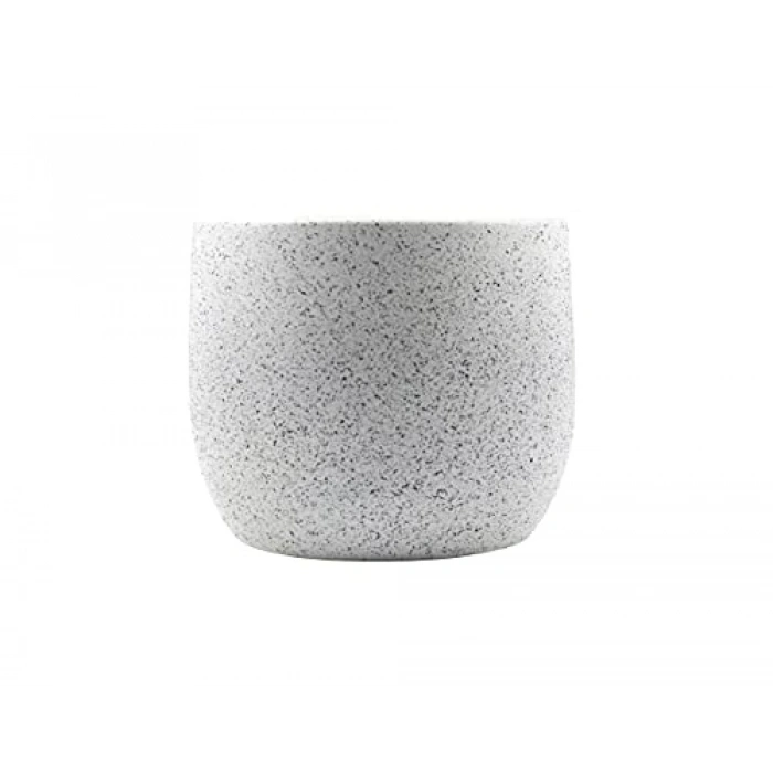 Beyaz Granit Toprak Saksı, 19 cm Çap, Terracota