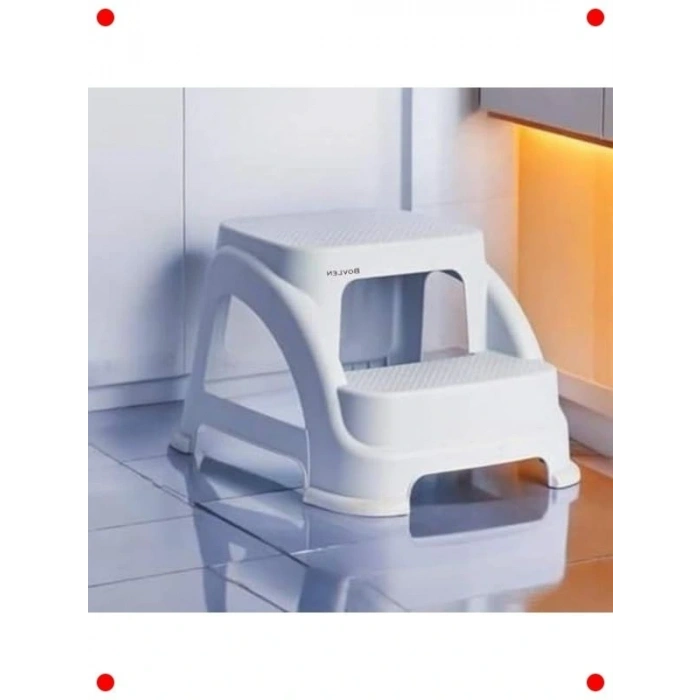 Beyaz İki Basamaklı Kaymaz Yardımcı Tabure