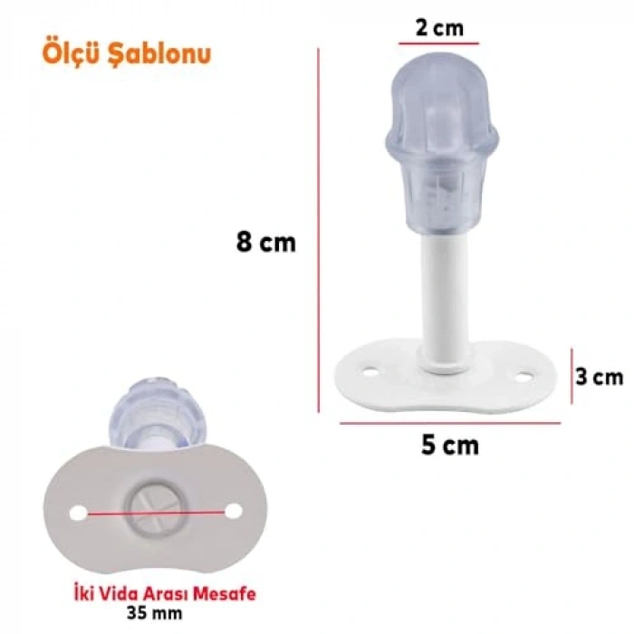 Beyaz Metal Kapı Stoperi, 8 cm, 5 Adet