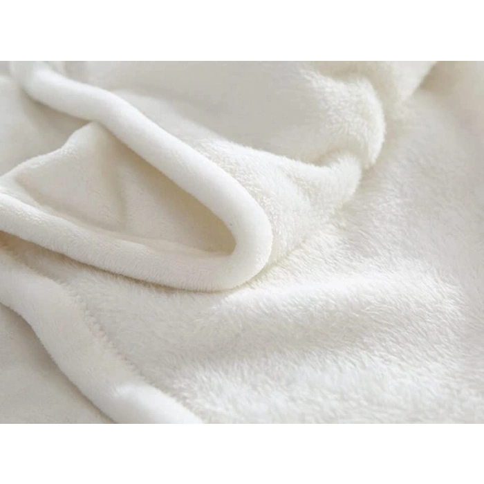 Beyaz Peluş Polar Battaniye, Çift Kişilik 220x230 cm