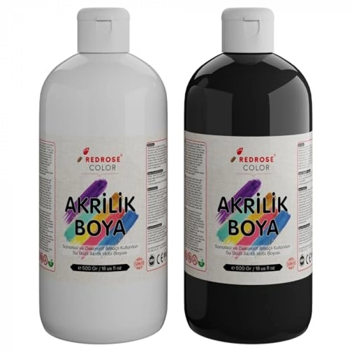 Beyaz-Siyah Akrilik Set, 2 Adet 500gr