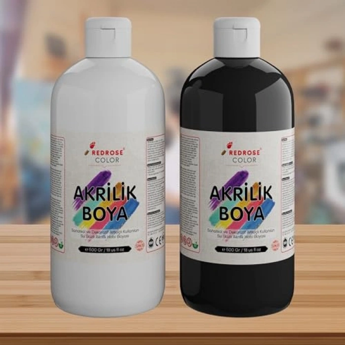 Beyaz-Siyah Akrilik Set, 2 Adet 500gr