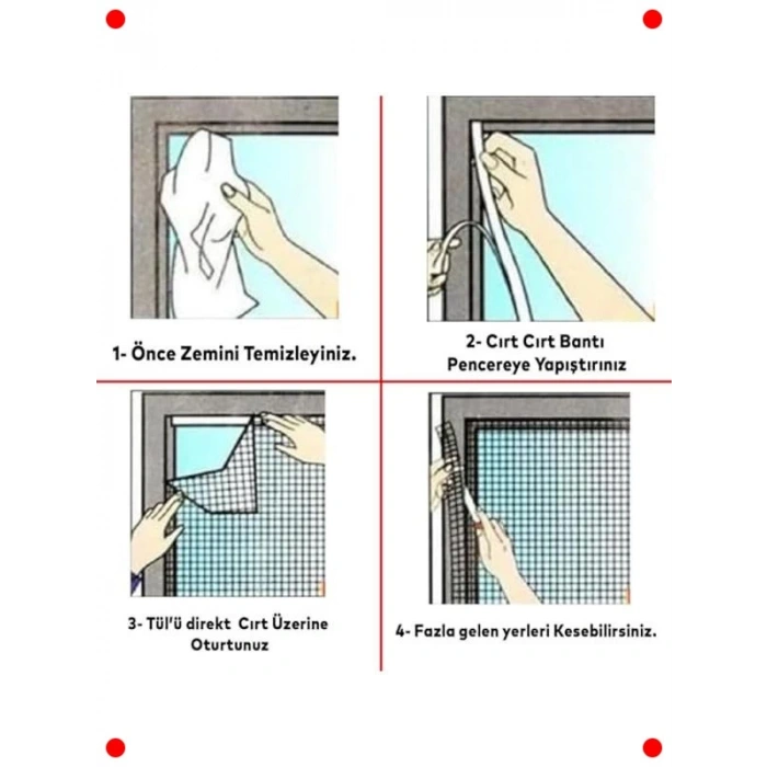 Beyaz Sök Tak Çift Kat Yıkanabilir Pencere Kapı Sinekliği 150x125