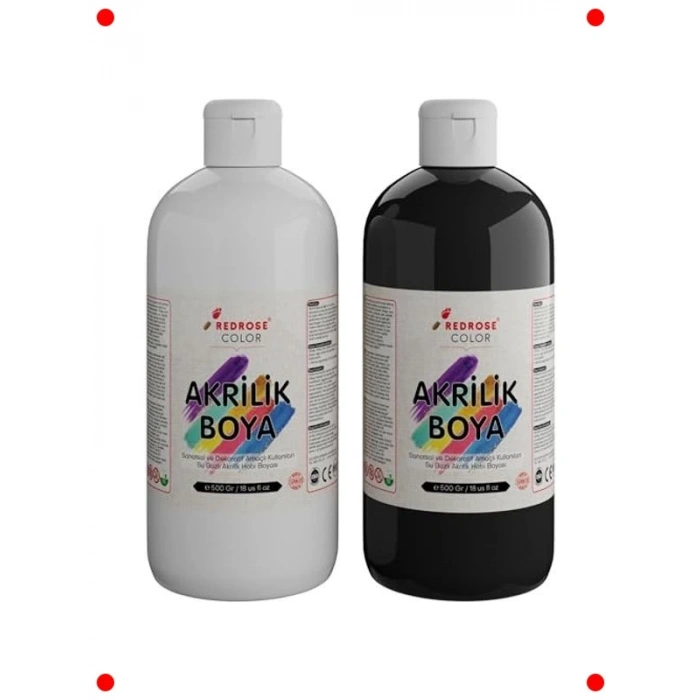 Beyaz ve Siyah Akrilik Boya Seti (2x500 gr)
