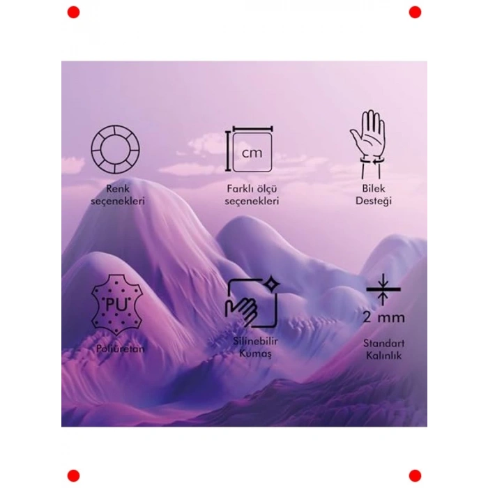 Bilek Destekli Ergonomik Mouse Pad - Mavi, Kaymaz Taban