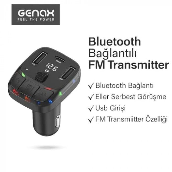 Bluetooth Araç Kiti FM Transmitter ve Hızlı Şarj