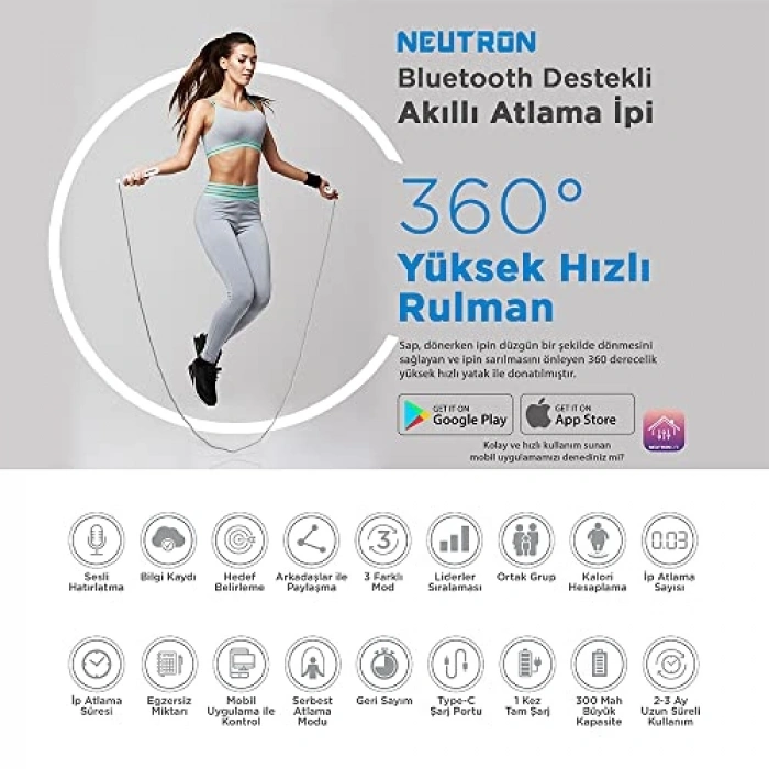 Bluetooth Atlama İpi, Ayarlanabilir Kablo ile Egzersiz