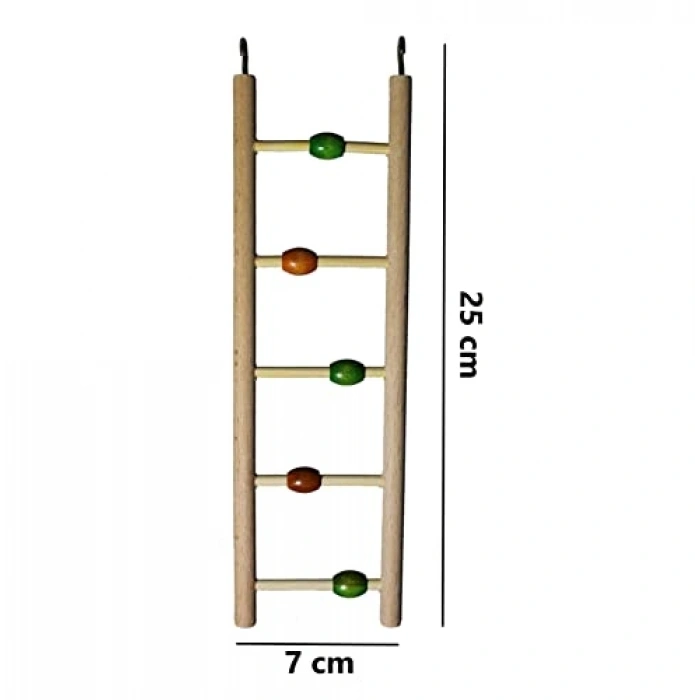 Boncuklu ahşap kuş merdiveni, 7x25 cm