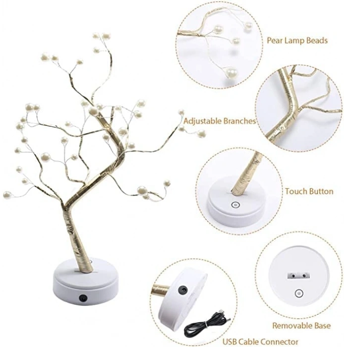 Bonsai Tasarımlı Led Gece Lambası, Dokunmatik ve Bükülebilir