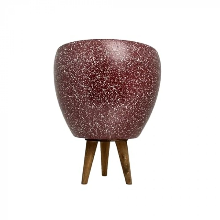 Bordo Granit Toprak Saksı, 15 cm 3 Ayaklı Tasarım